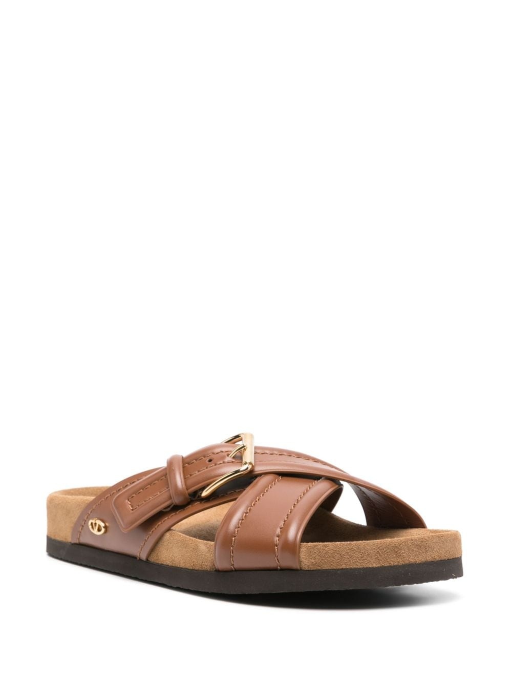 VLogo-plaque leather slides - 2