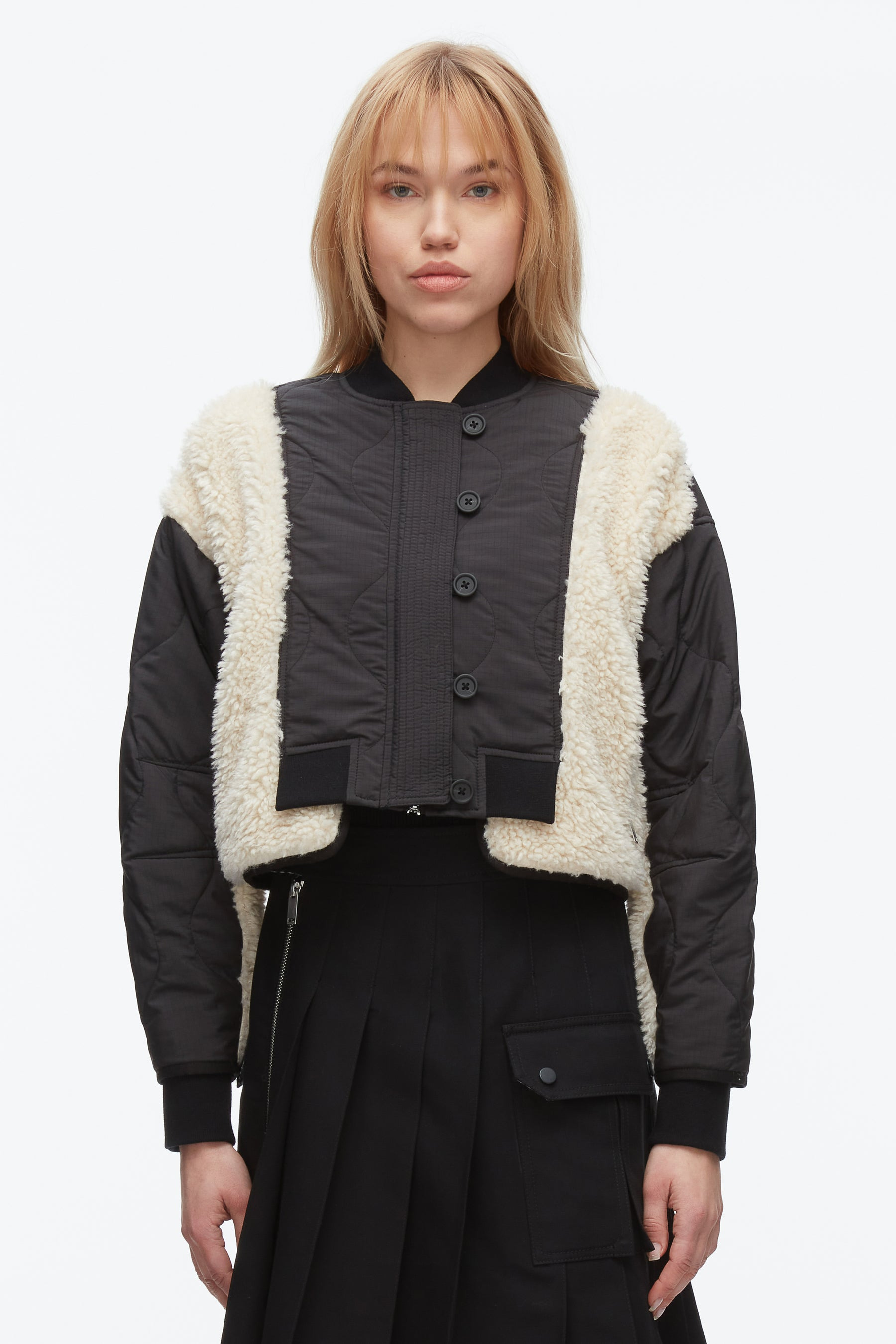 Cropped Sherpa Combo Bomber - 3
