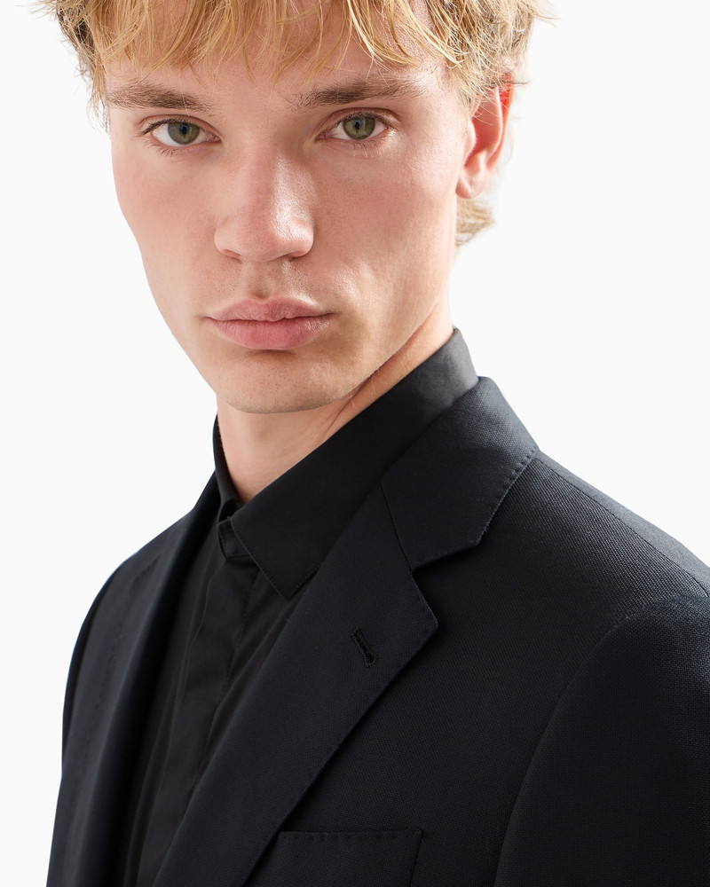 Comfort-fit single-breasted jacket in virgin-wool hopsack 5