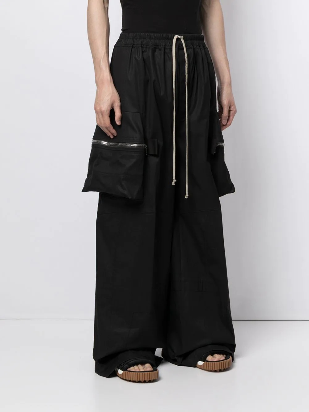 draped drawstring trousers - 3