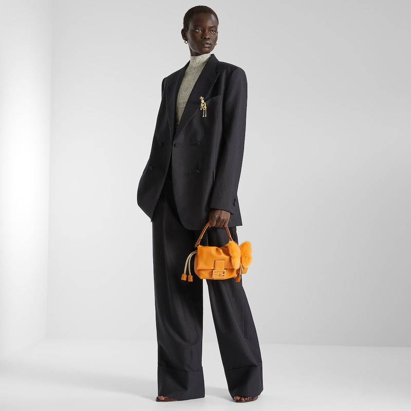 FENDI Pants Black pinstriped wool pants outlook