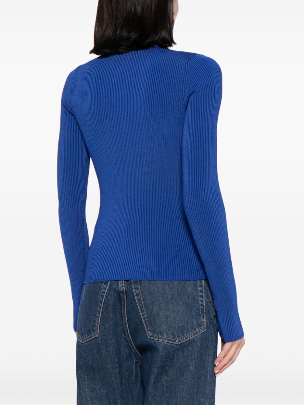 cut-out ribbed-knit jumper - 4