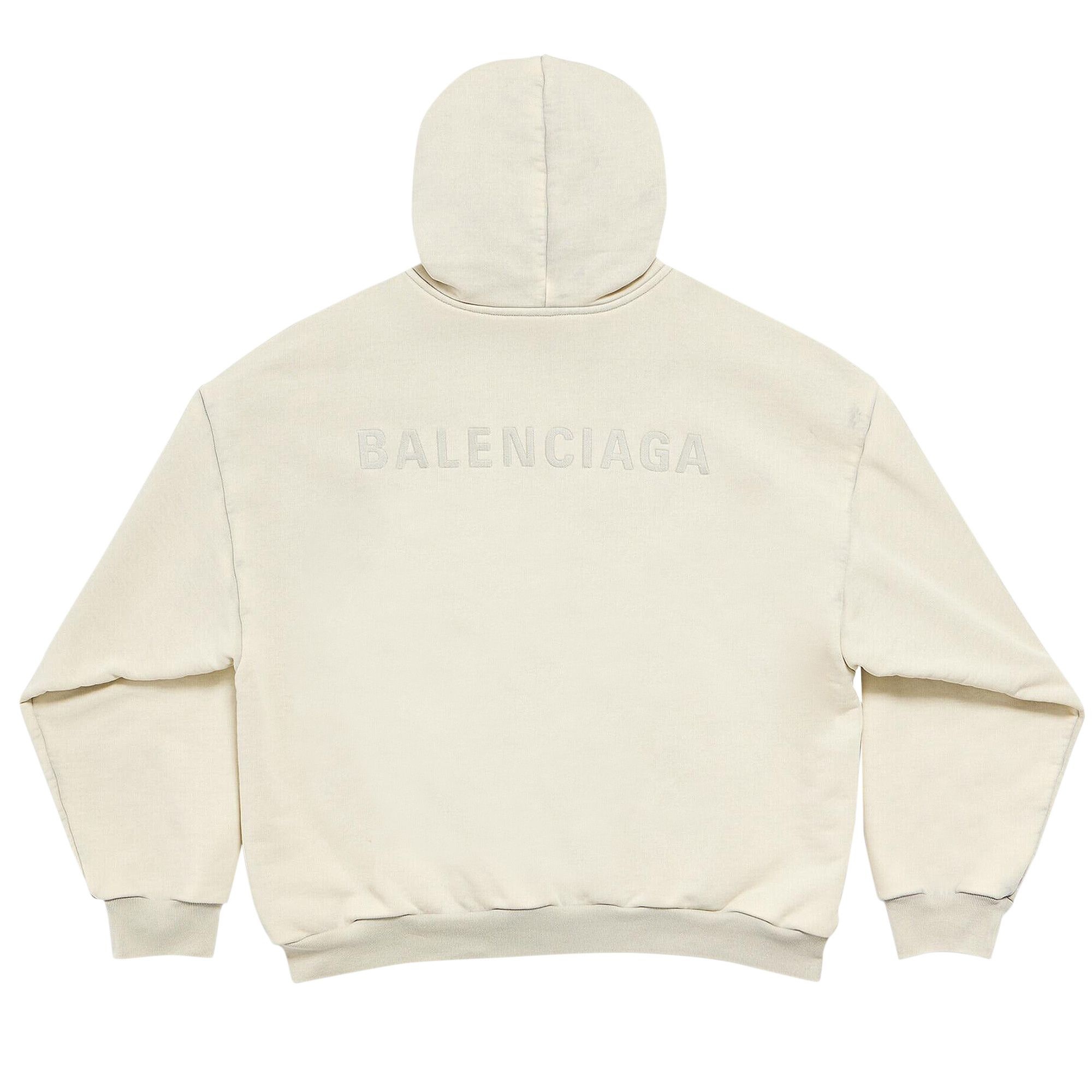 Balenciaga Logo Embroidered Hoodie 'Cement Grey' - 2