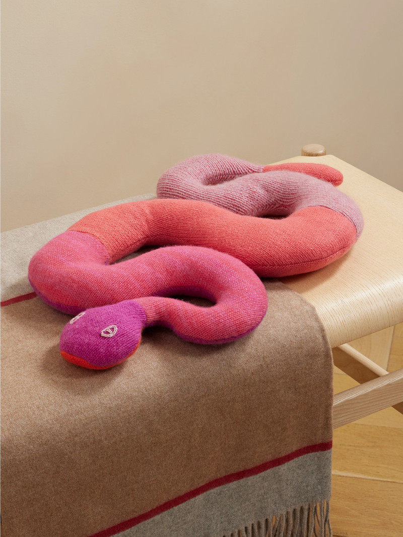 The Elder Statesman Embroidered Patchwork Cashmere Snake outlook