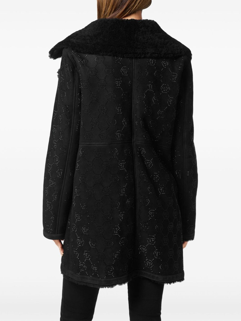 PHILIPP PLEIN monogram-pattern shearling coat outlook