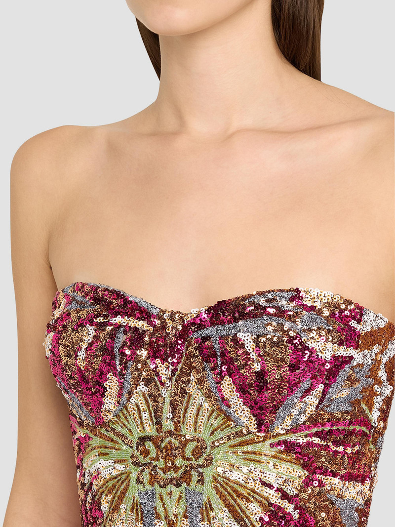 Women's Dahlia Floral-Sequined Strapless Gown - Multi 5