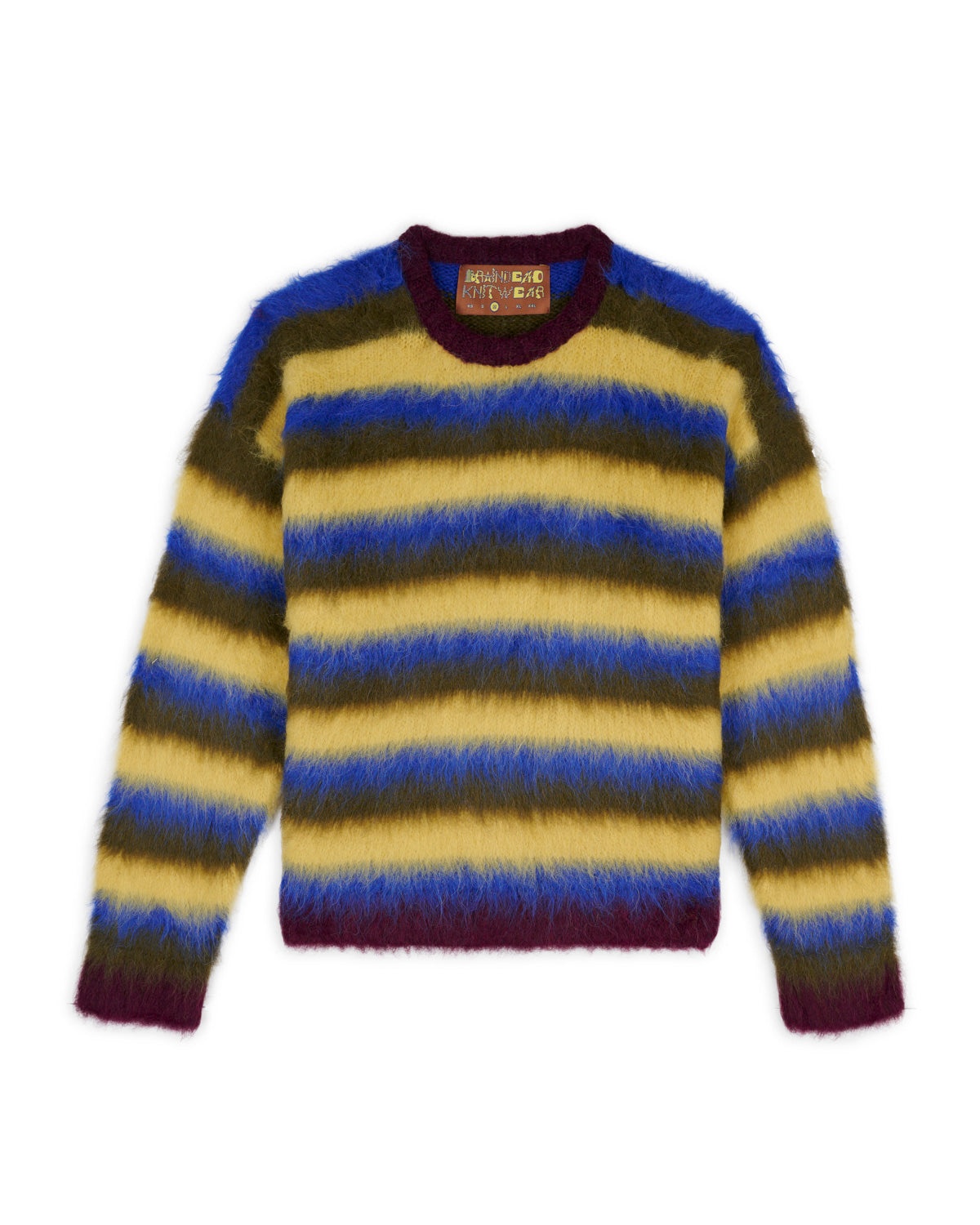 Blurry Lines Alpaca Crewneck Sweater - Yellow Multi - 1
