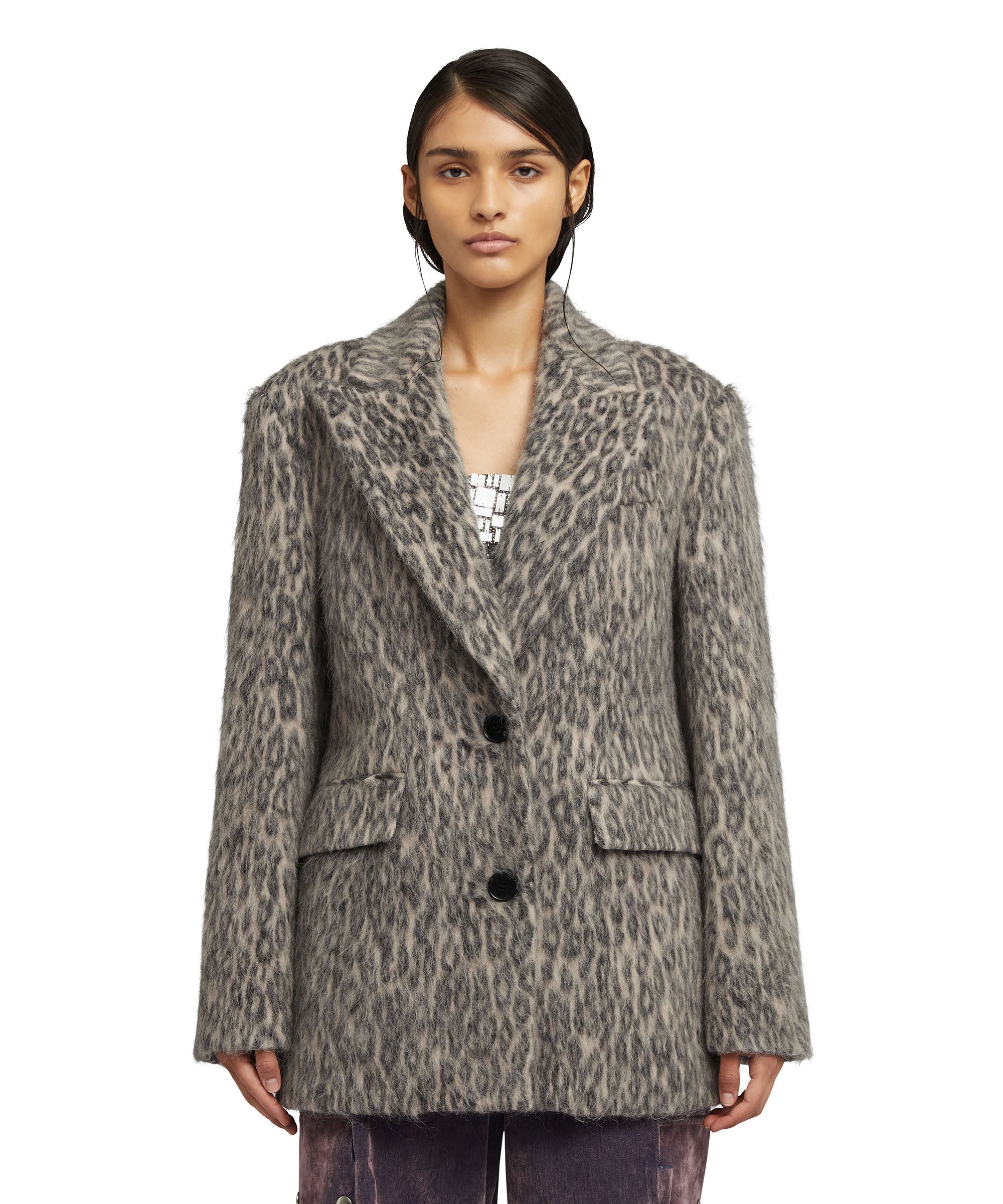 Wool short coat with "Cheetah Jacquard" motif - 2