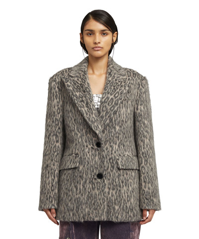 MSGM Wool short coat with "Cheetah Jacquard" motif outlook