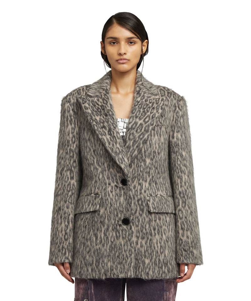 MSGM Wool short coat with "Cheetah Jacquard" motif outlook