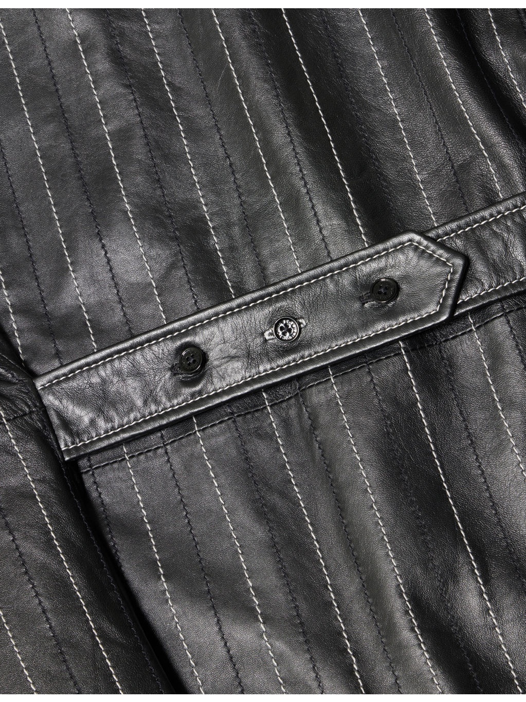 Tab Martingale Leather Shirt - 6