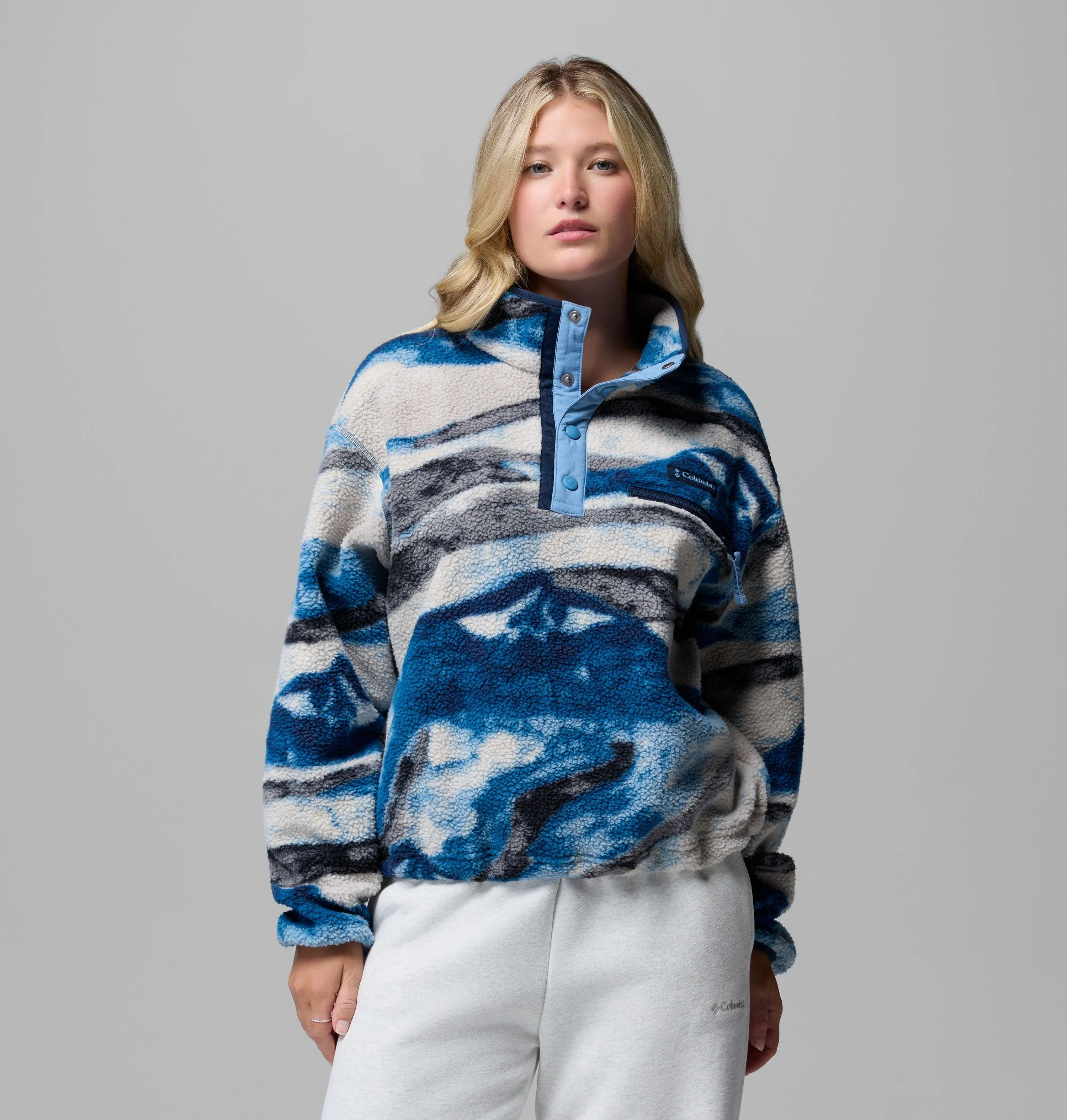 Women's Helvetia II Printed Cropped Half Snap Fleece Pullover - 1