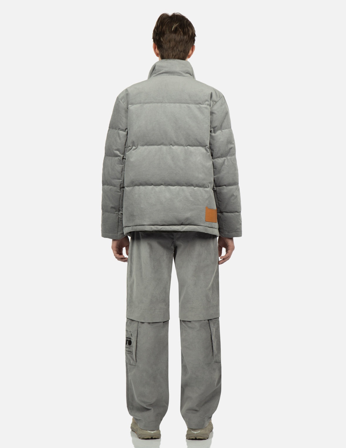 Seagull and Slogan Embroidered Velvet Down Jacket - 6