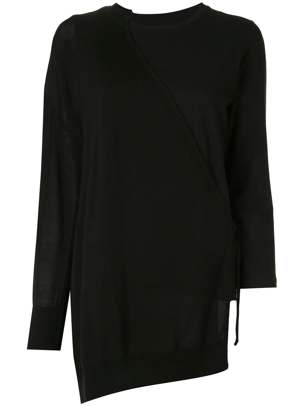 asymmetric long-sleeved cotton top - 1