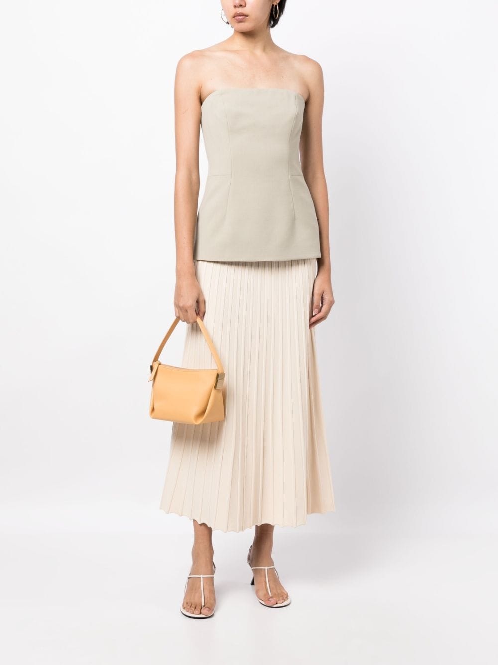 high-waisted pleated midi skirt - 2