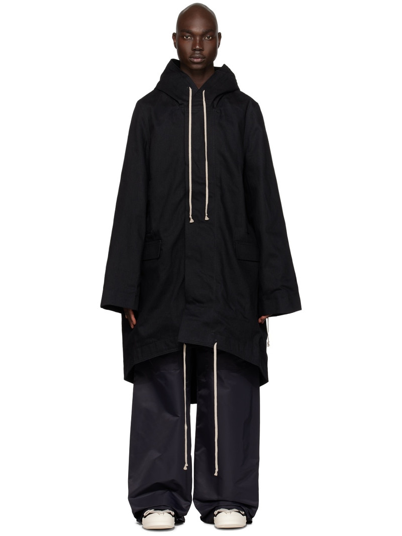 Black Hooded Denim Coat 1