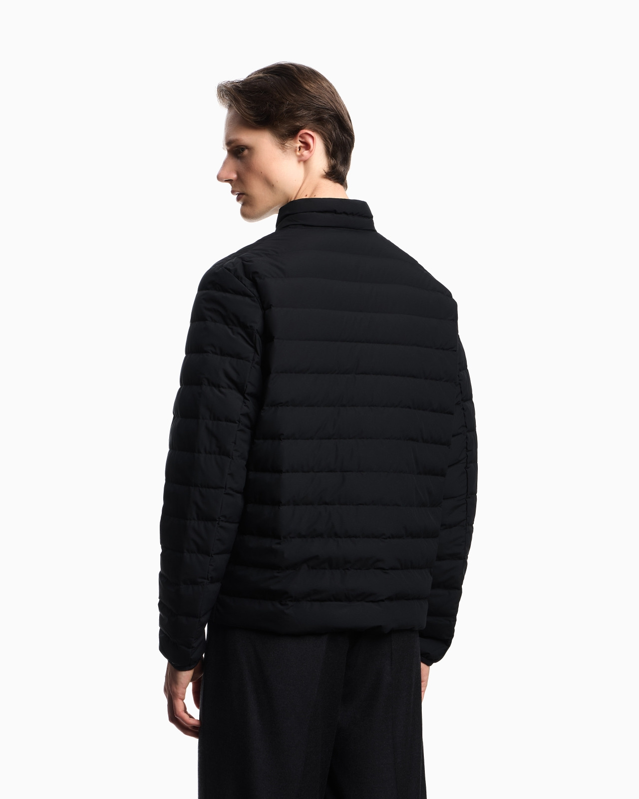 Quilted nylon full-zip down jacket with eagle logo patch - 3