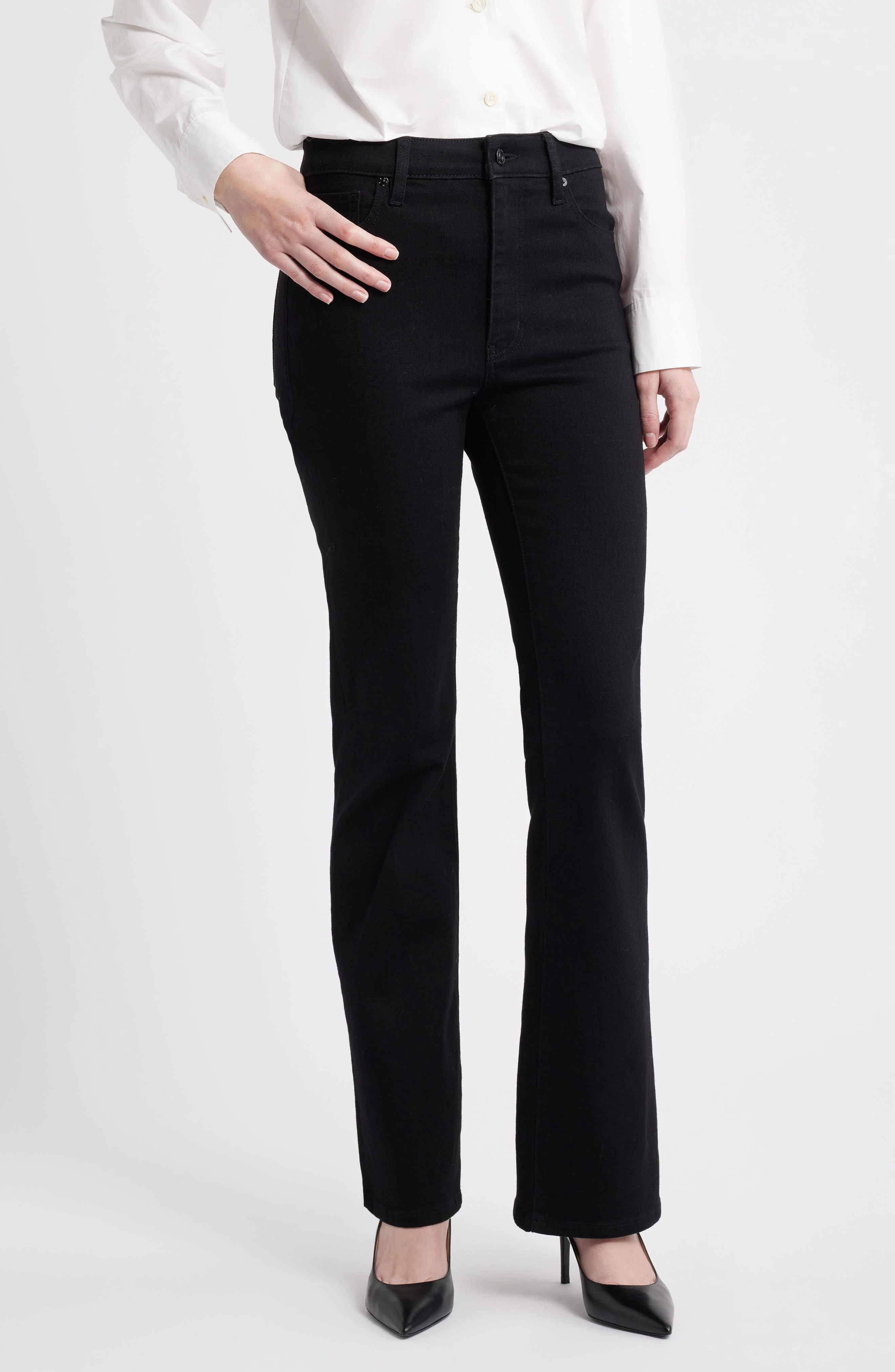 FRAME The Reboot High Waist Bootcut Jeans in Black at Nordstrom - 1