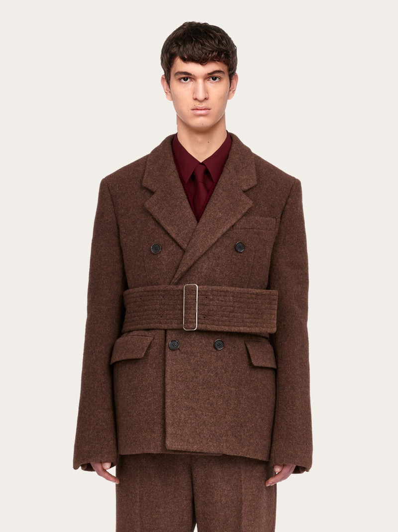 FERRAGAMO Double breasted belted jacket outlook