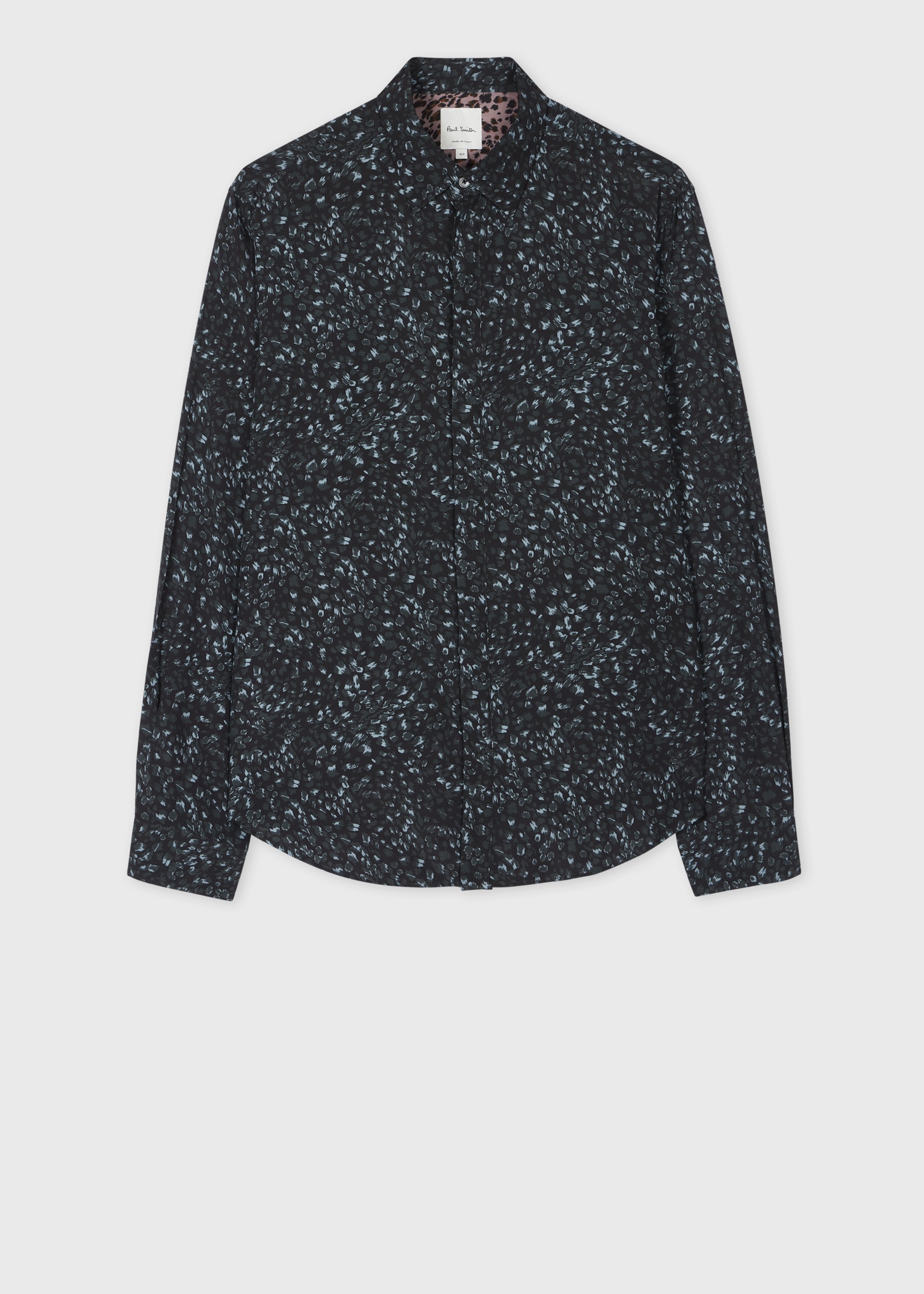 Slim-Fit Navy 'Leopard' Concealed-Placket Shirt - 1