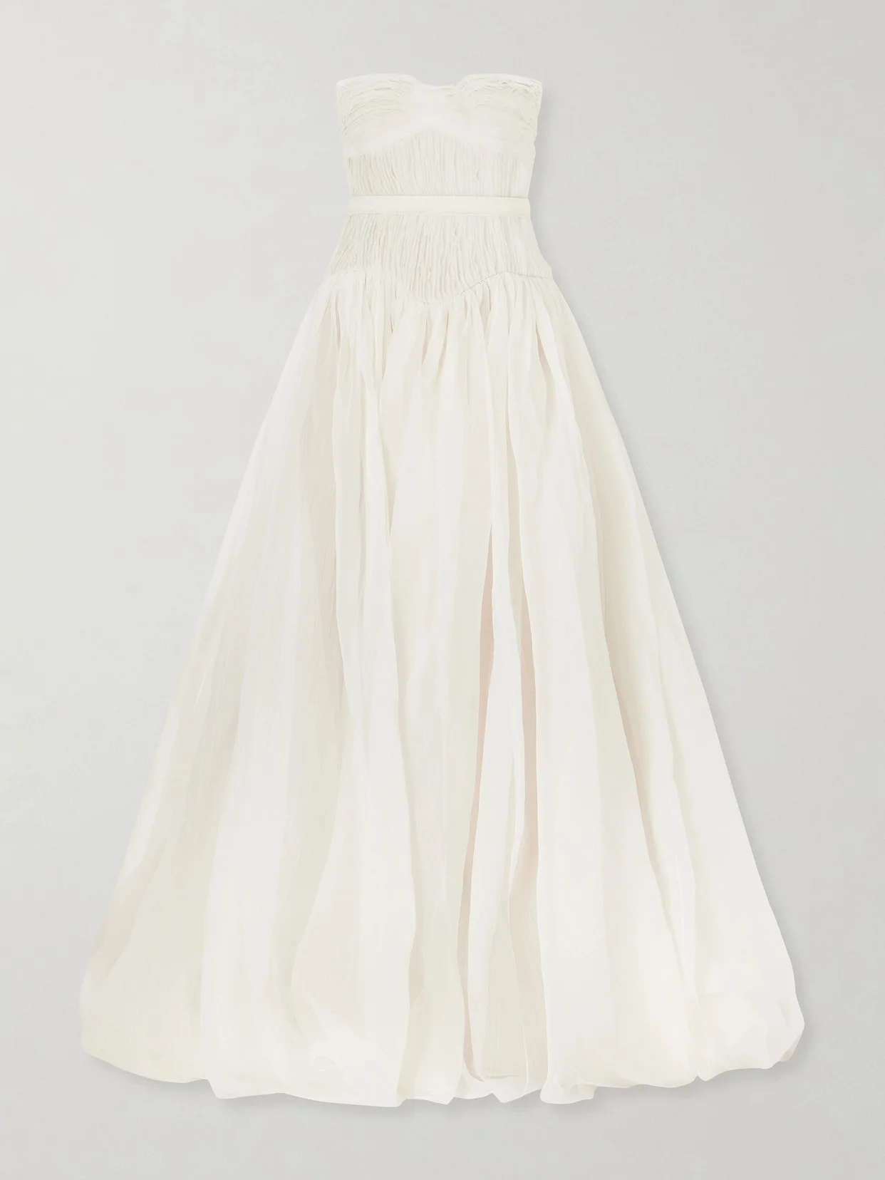 Strapless Bustier Crinkled Silk-organza Gown - 1
