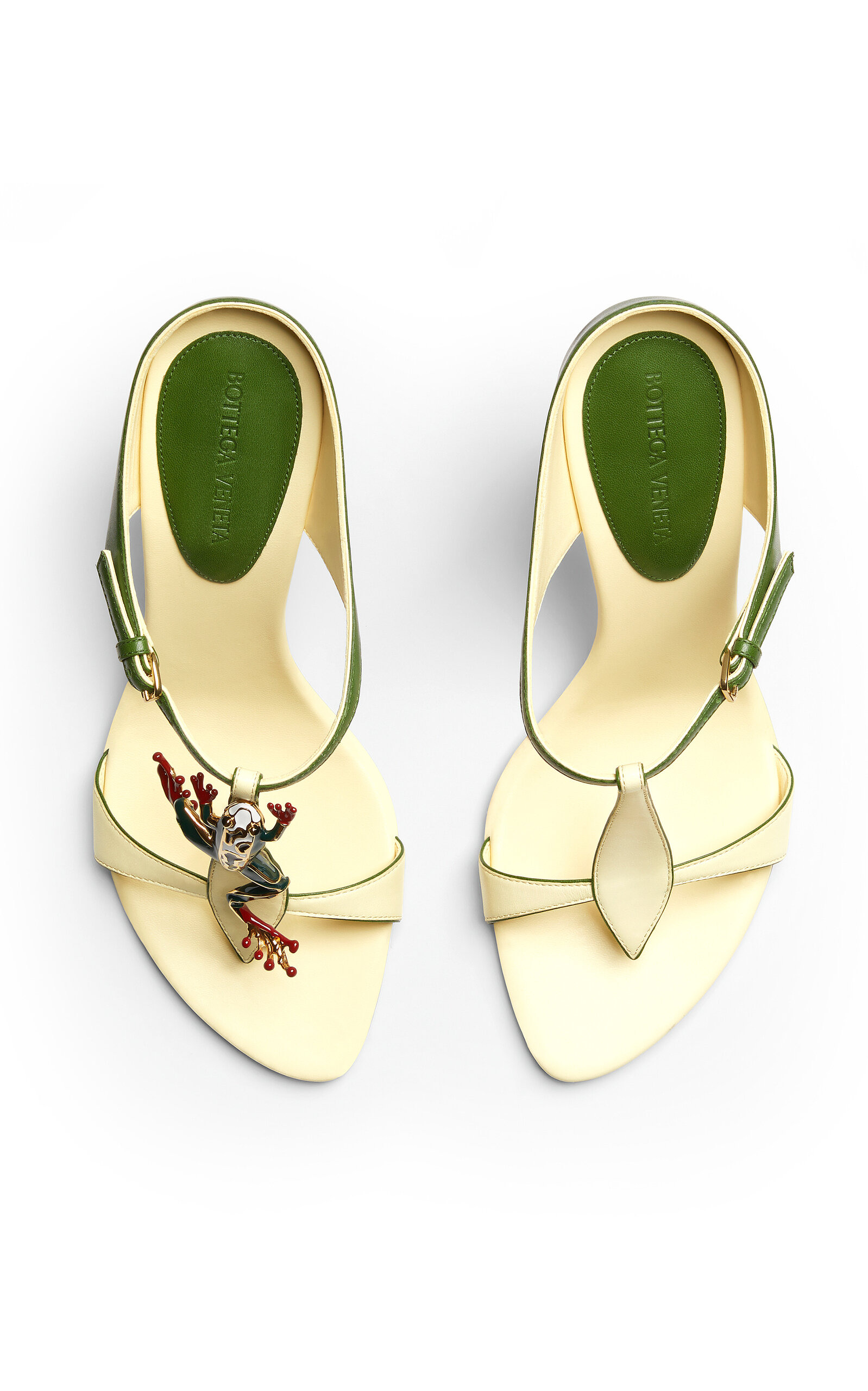 Frog-Embellished Leather Sandals green - 6
