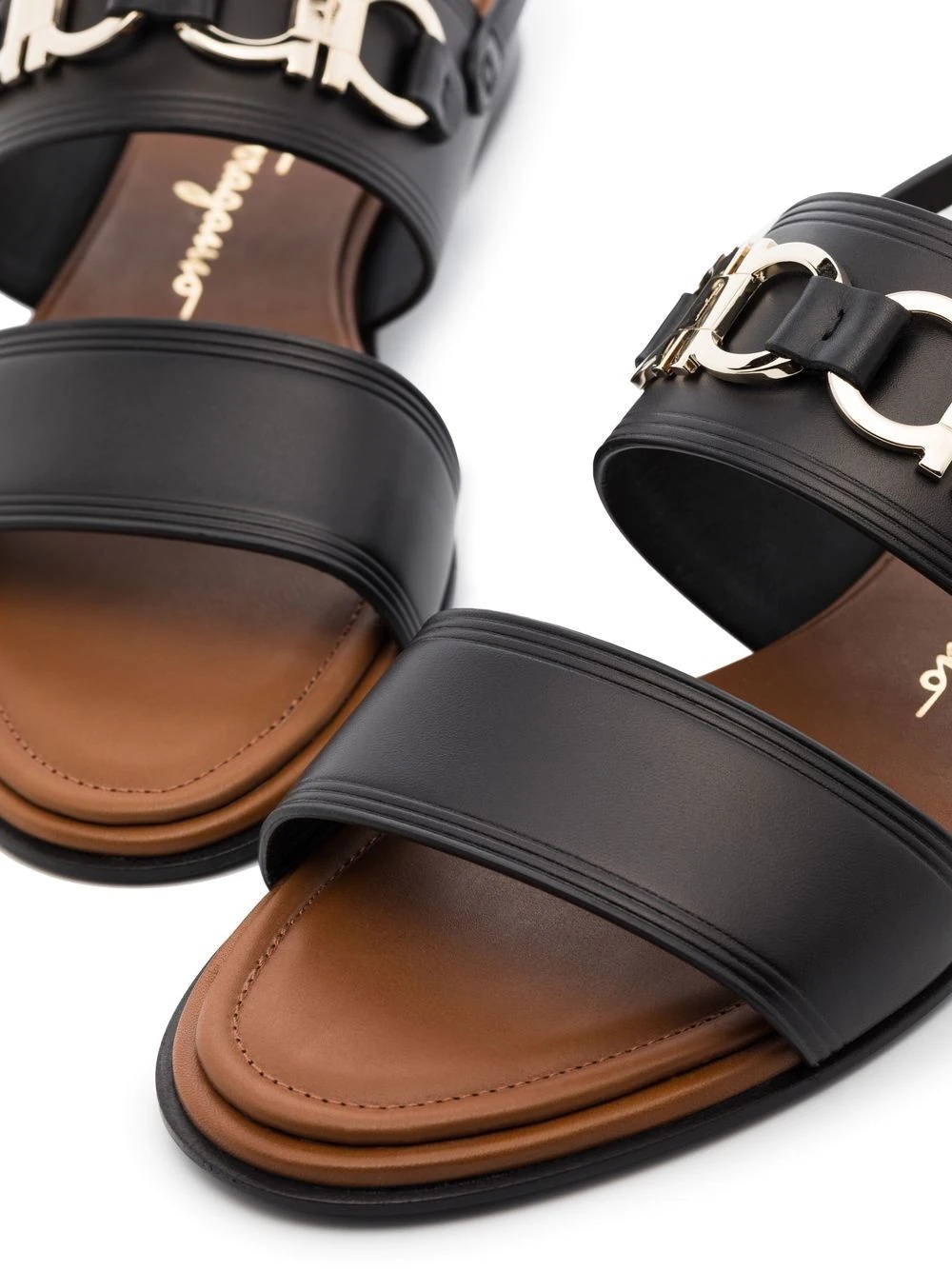 Gancini-plaque leather sandals - 4