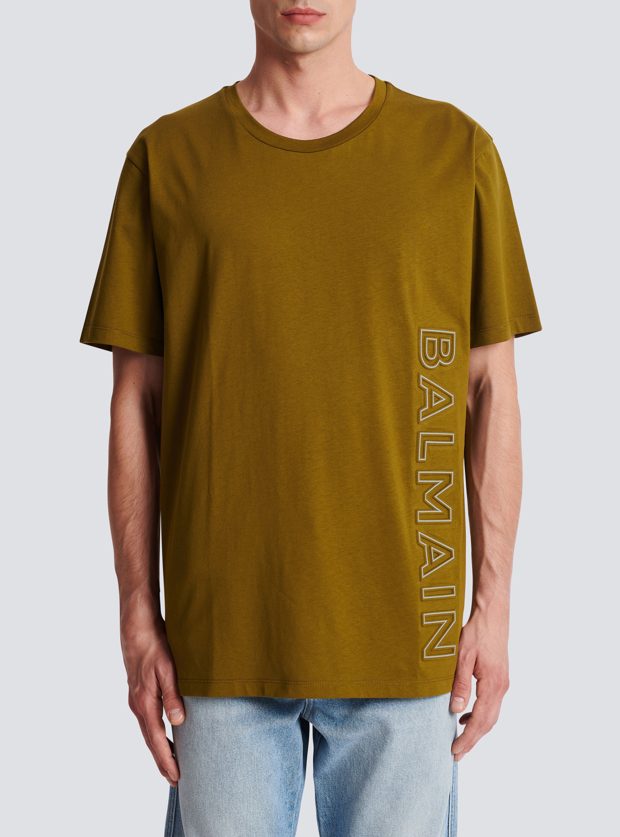 T-shirt in eco-responsible cotton with reflective Balmain logo - 5