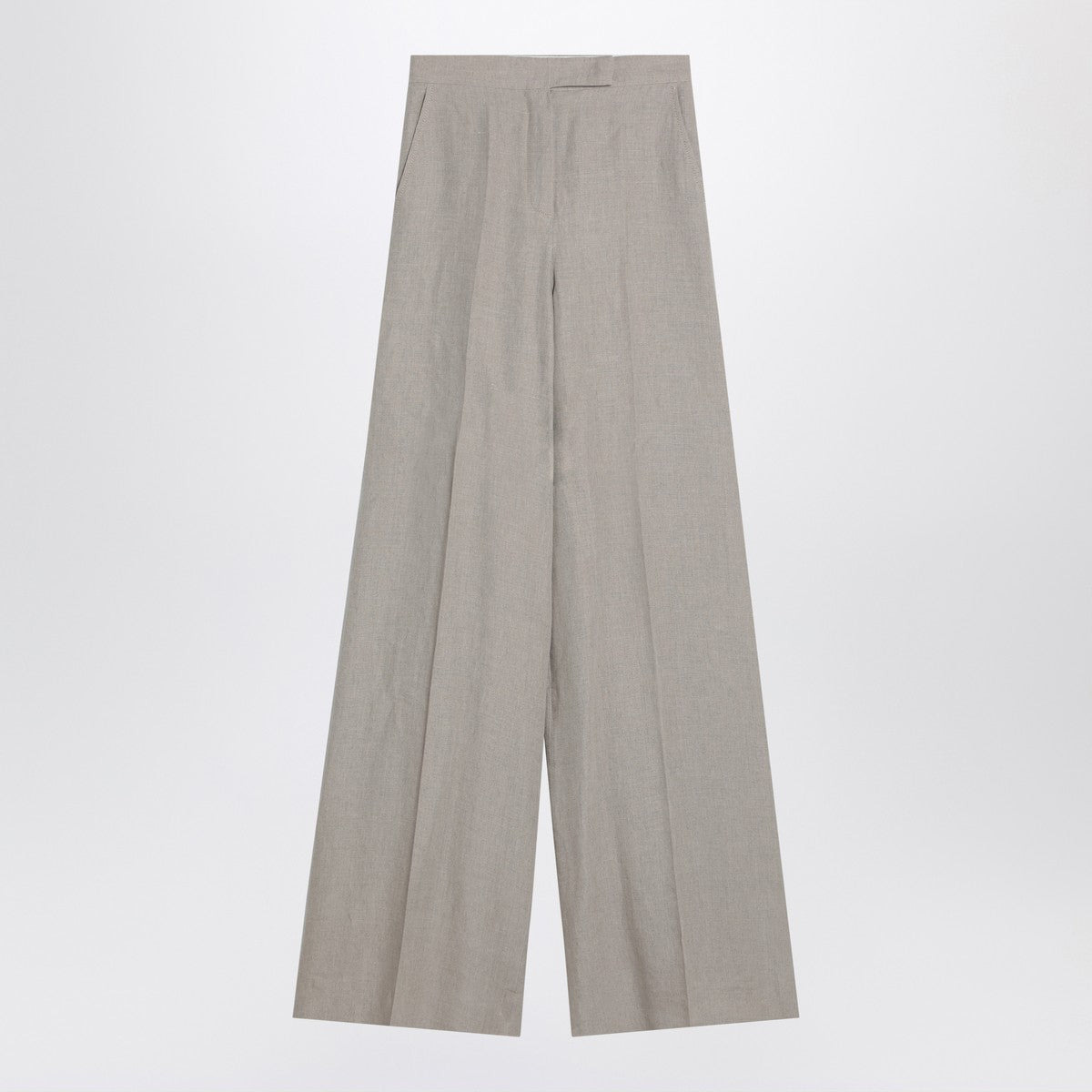 Max Mara Wide beige trousers in linen canvas - 1