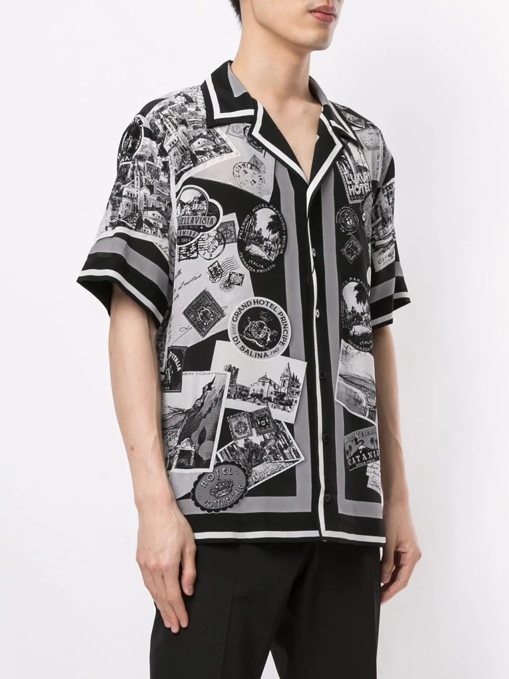 postcard print short-sleeve shirt - 3