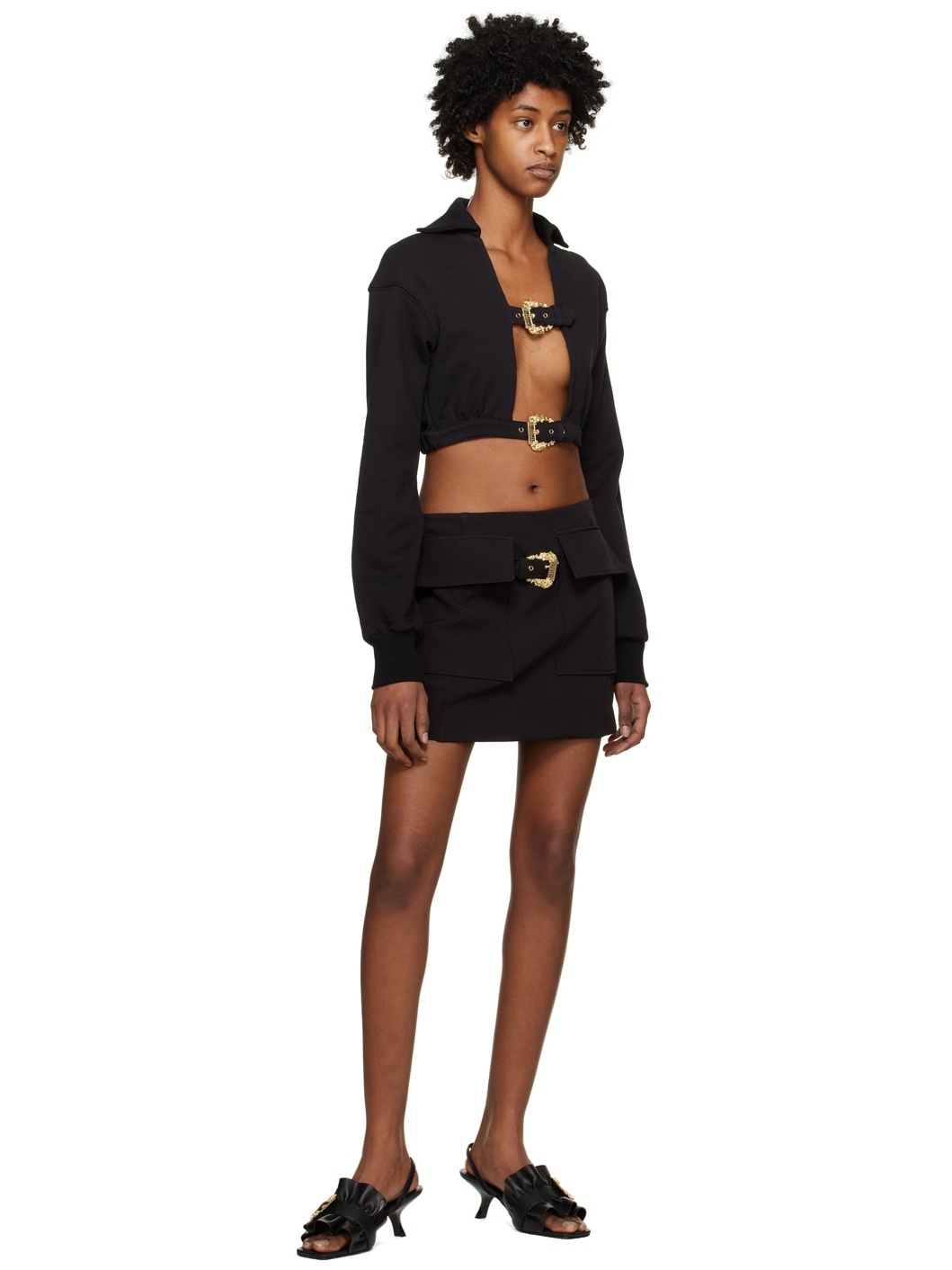 Black Baroque Buckle Miniskirt - 4