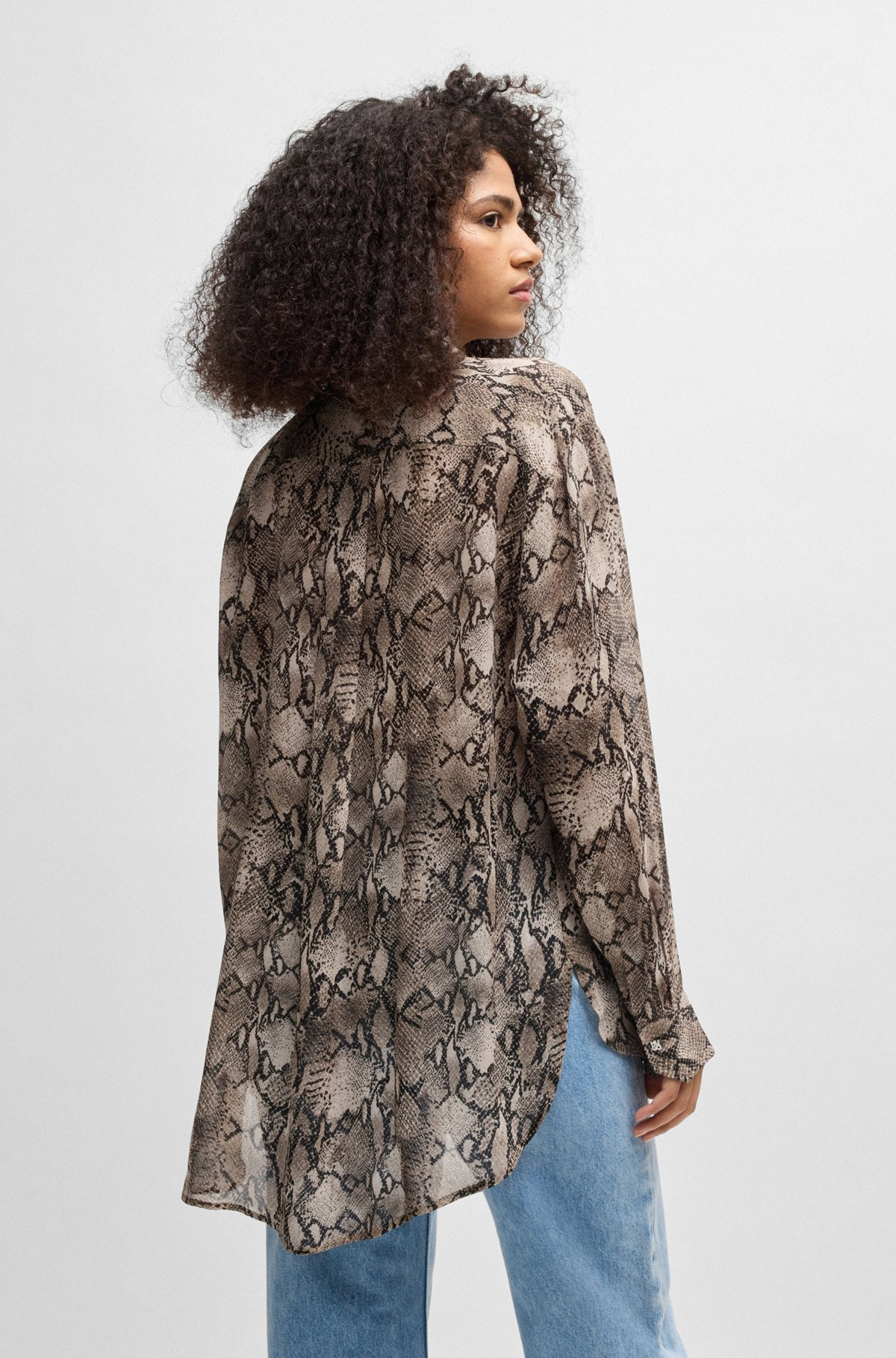 OVERSIZE-FIT BLOUSE IN PYTHON-PRINT CREPE DE CHINE - 5