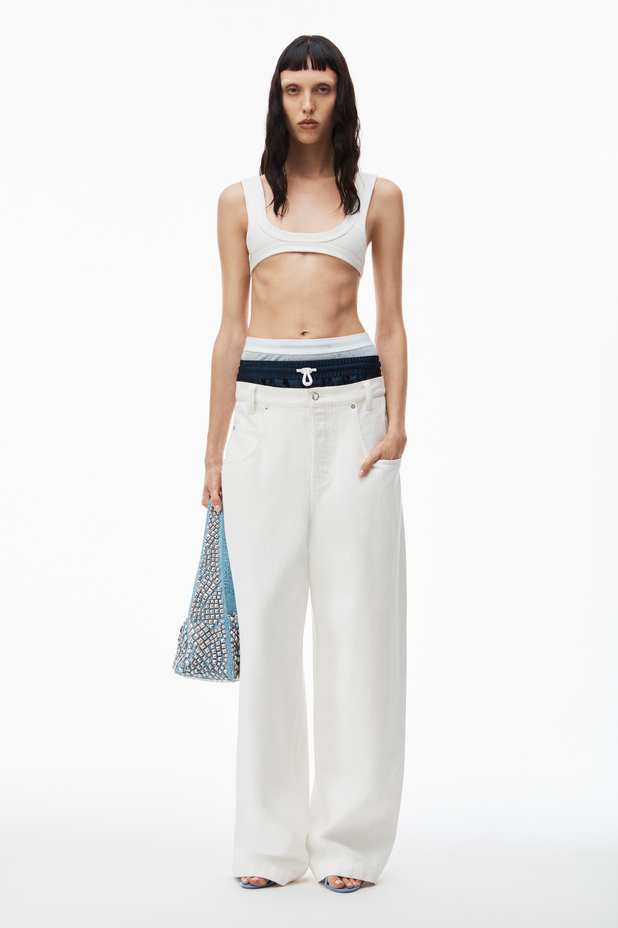 pre-styled straight leg jean in denim - 2