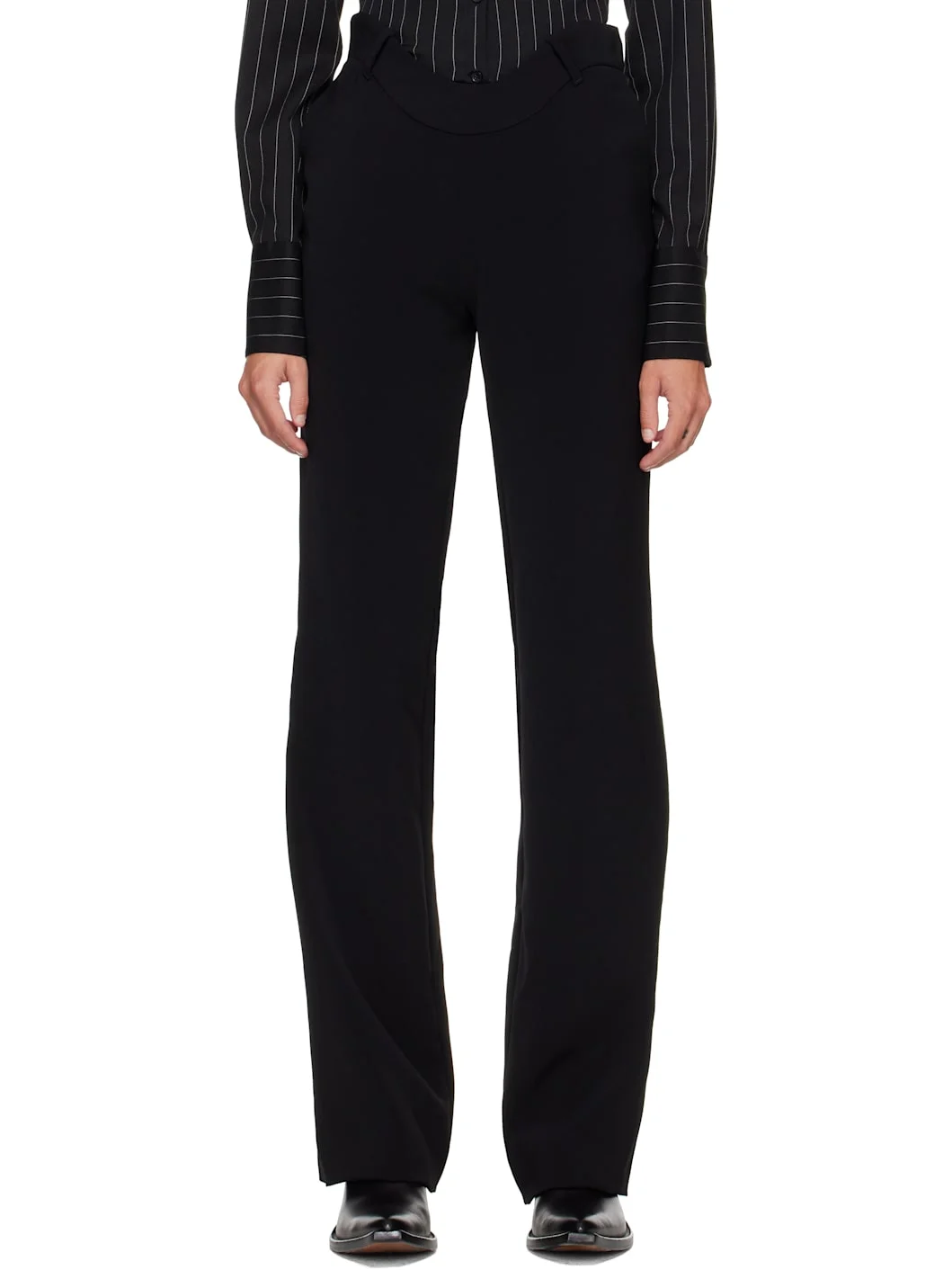 Black 'The Black Curved Tailored' Trousers - 1