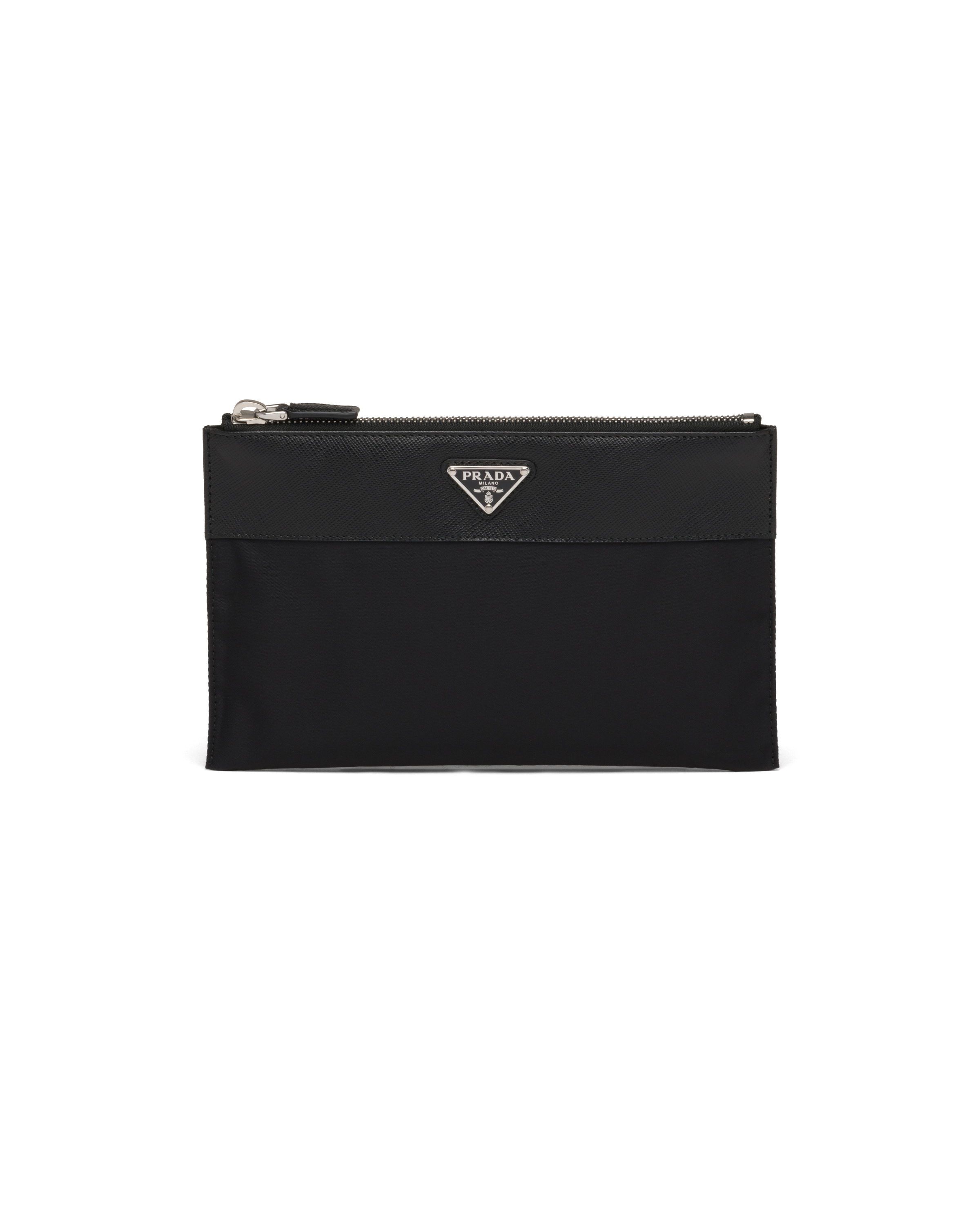 Prada Re Nylon and Saffiano leather pouch wallet REVERSIBLE