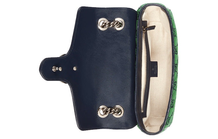 (WMNS) Gucci Leather GG Marmont Multicolor Logo Single-Shoulder Bag Small Green/Blue 443497-2UZCN-33 - 7