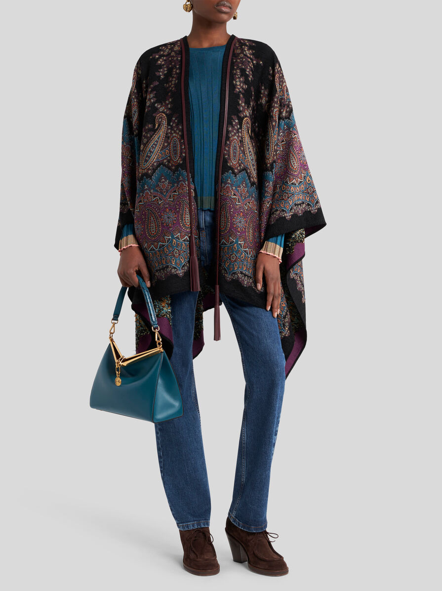 WOOL- AND SILK-BLEND JACQUARD CAPE - 3