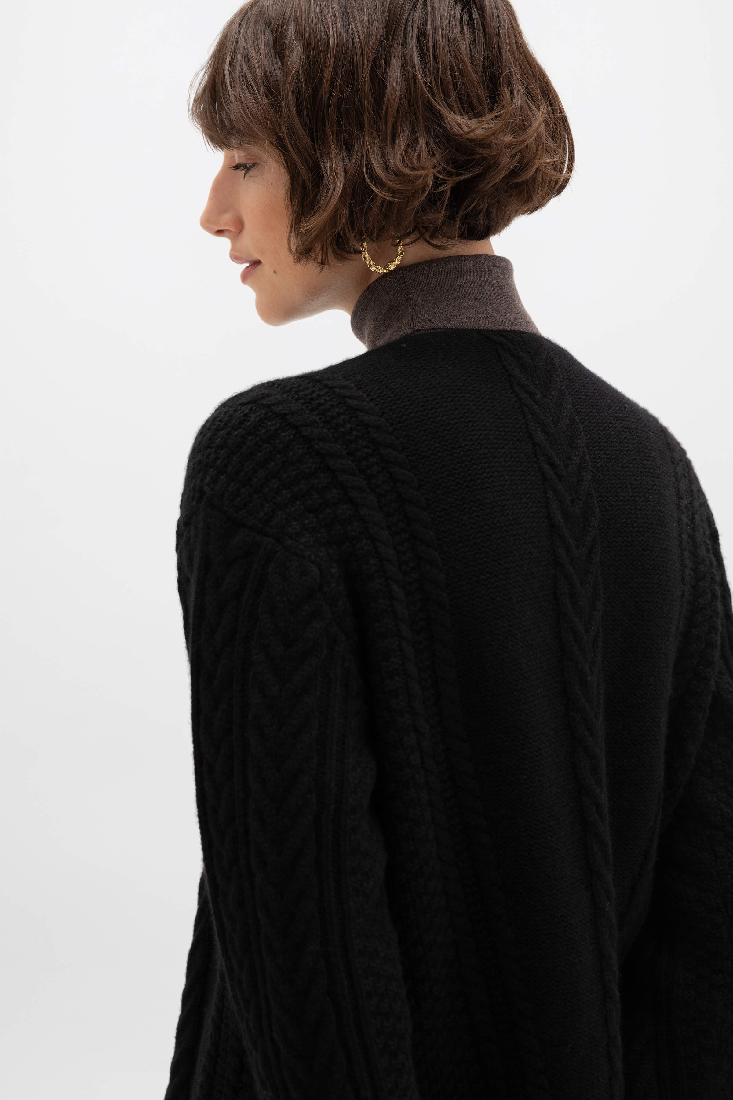Aran Cable Cashmere Waterfall Cardigan - 6
