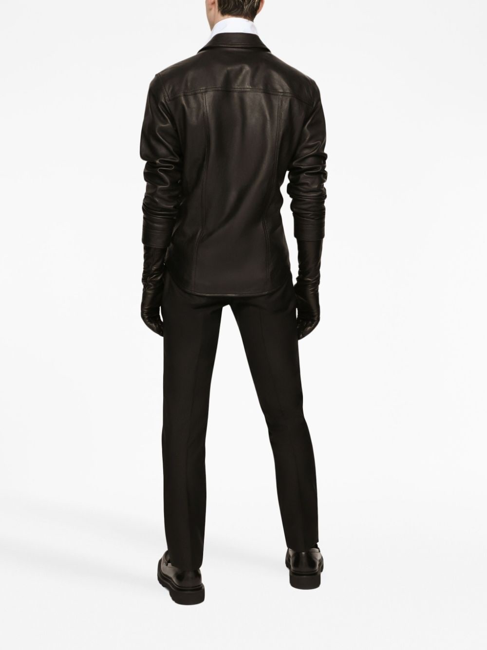 button-up leather shirt - 4