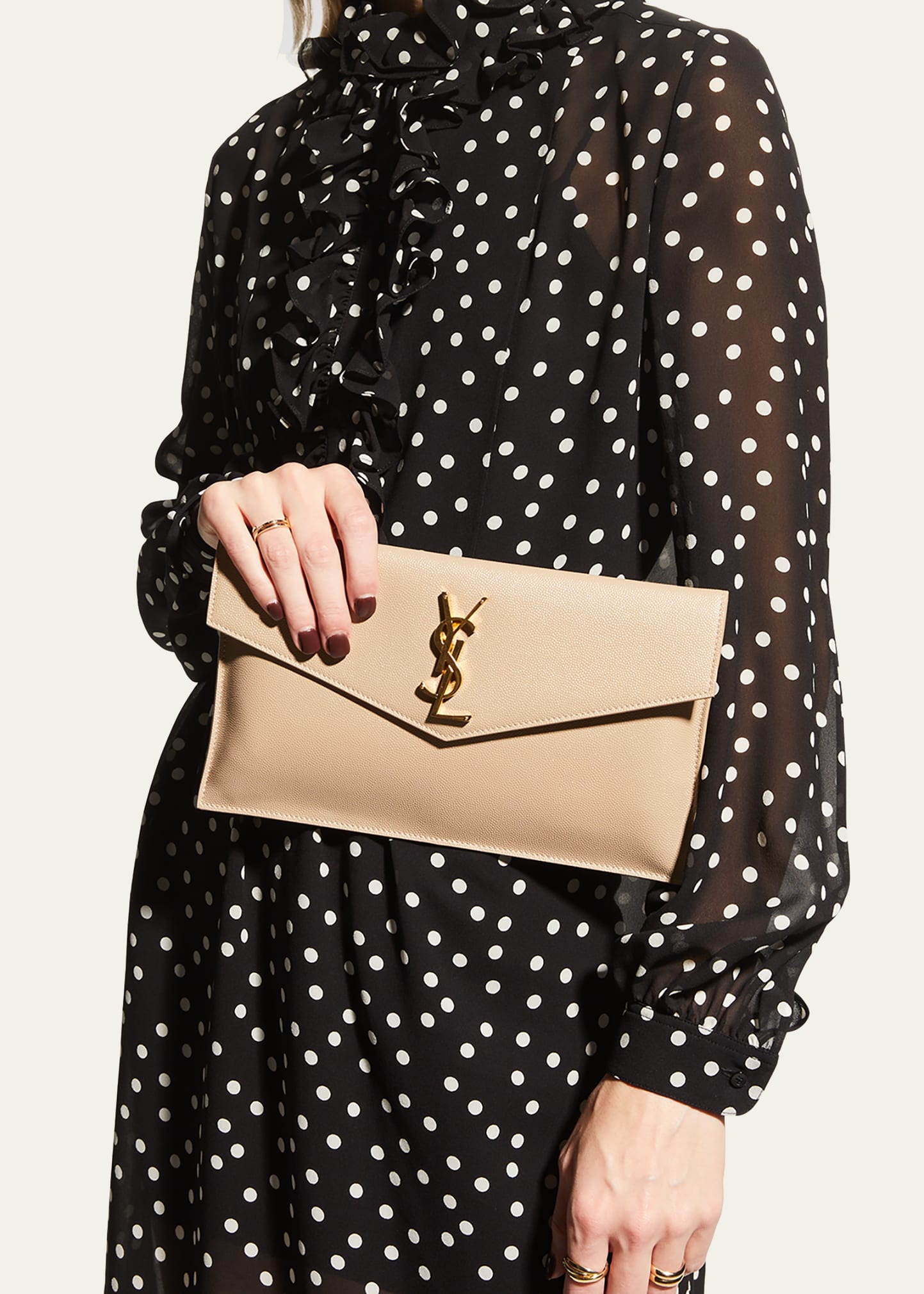 Uptown Medium YSL Monogram Grain de Poudre Pouch Bag - 2
