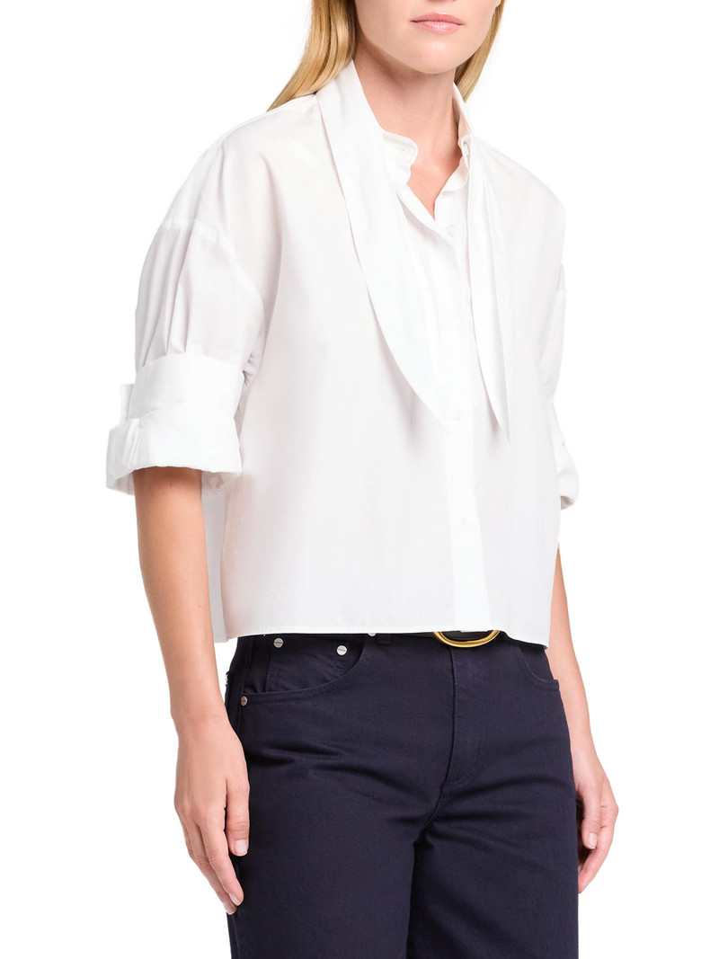 Women's Tie One On Cotton Shirt - White 4