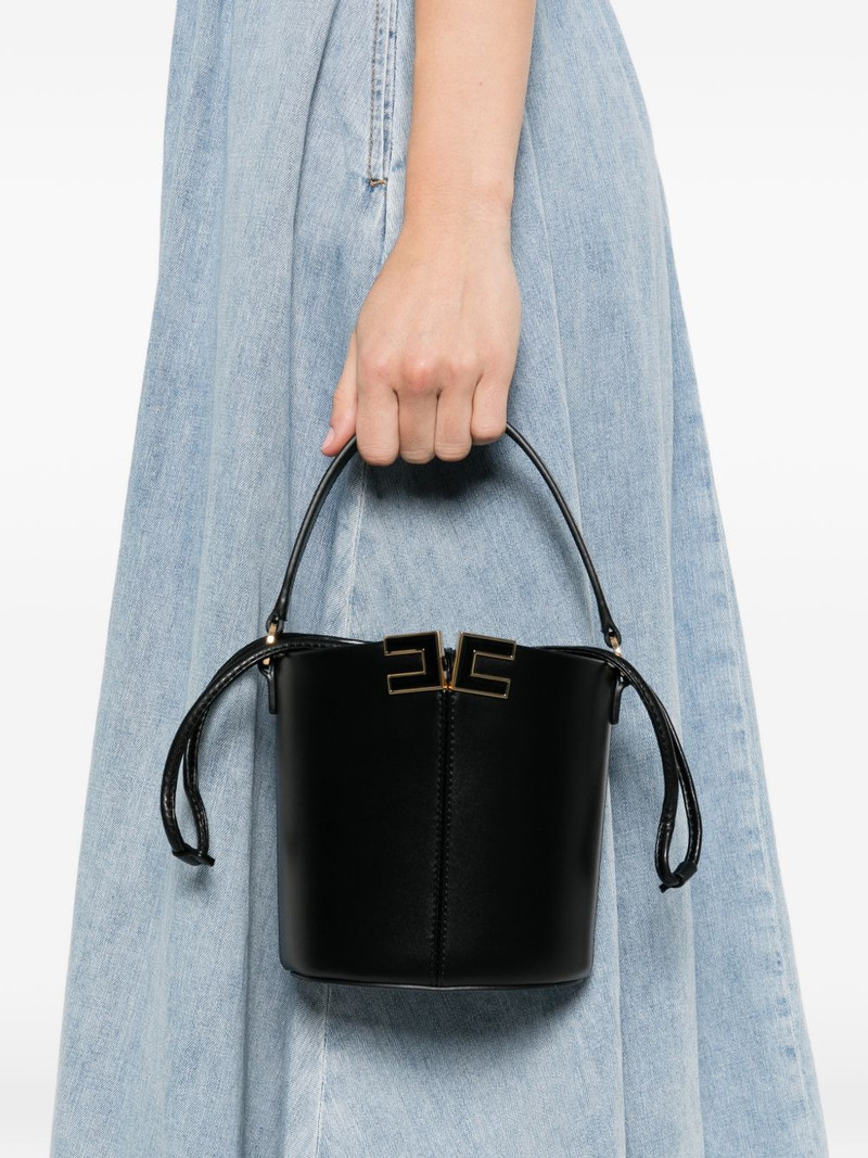 ELISABETTA FRANCHI logo-plaque drawstring mini bucket bag outlook