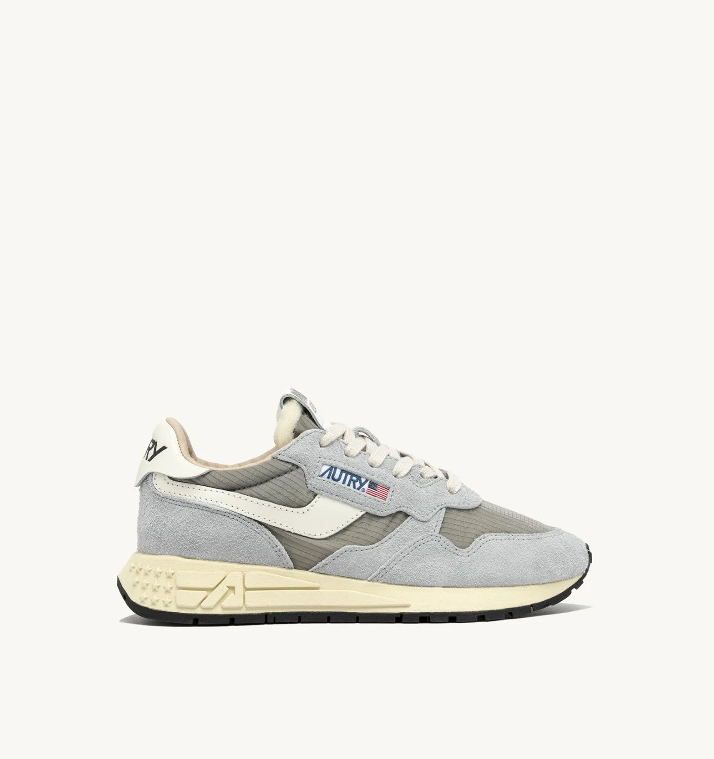 REELWIND LOW SNEAKERS IN IRIS GRAY AND MARSHMALLOW NYLON AND SUEDE - 1