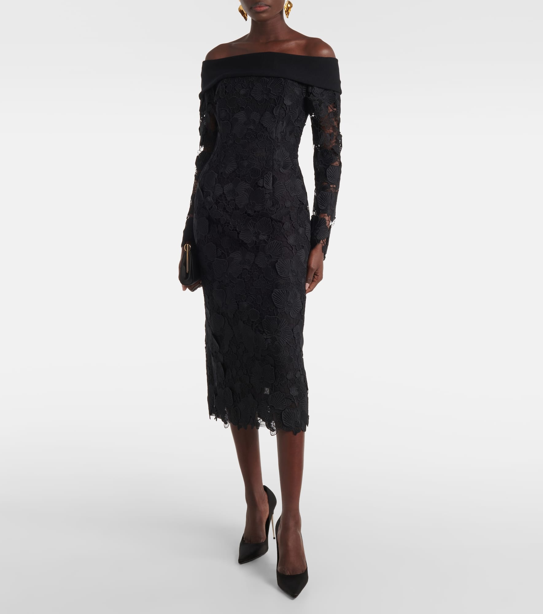 Orchid floral guipure midi dress - 2