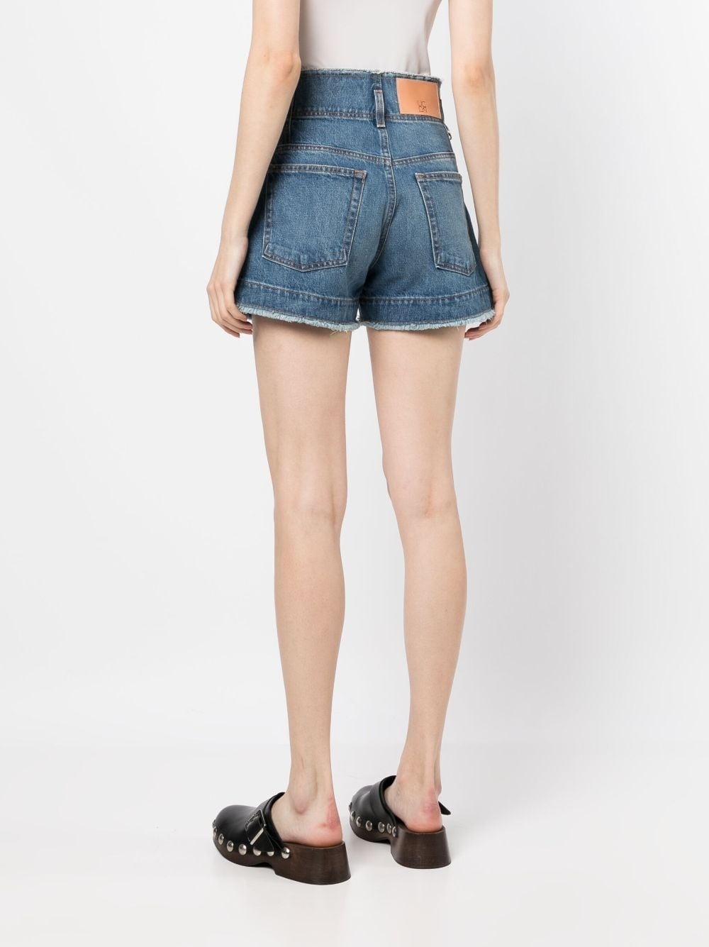high-waisted washed-denim shorts - 4