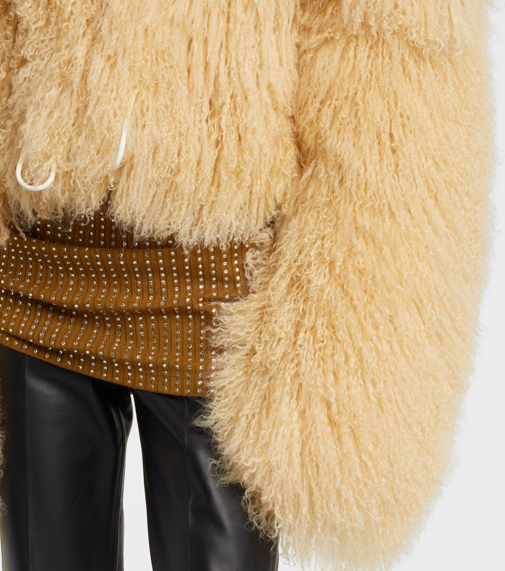 Cropped shearling jacket - 5