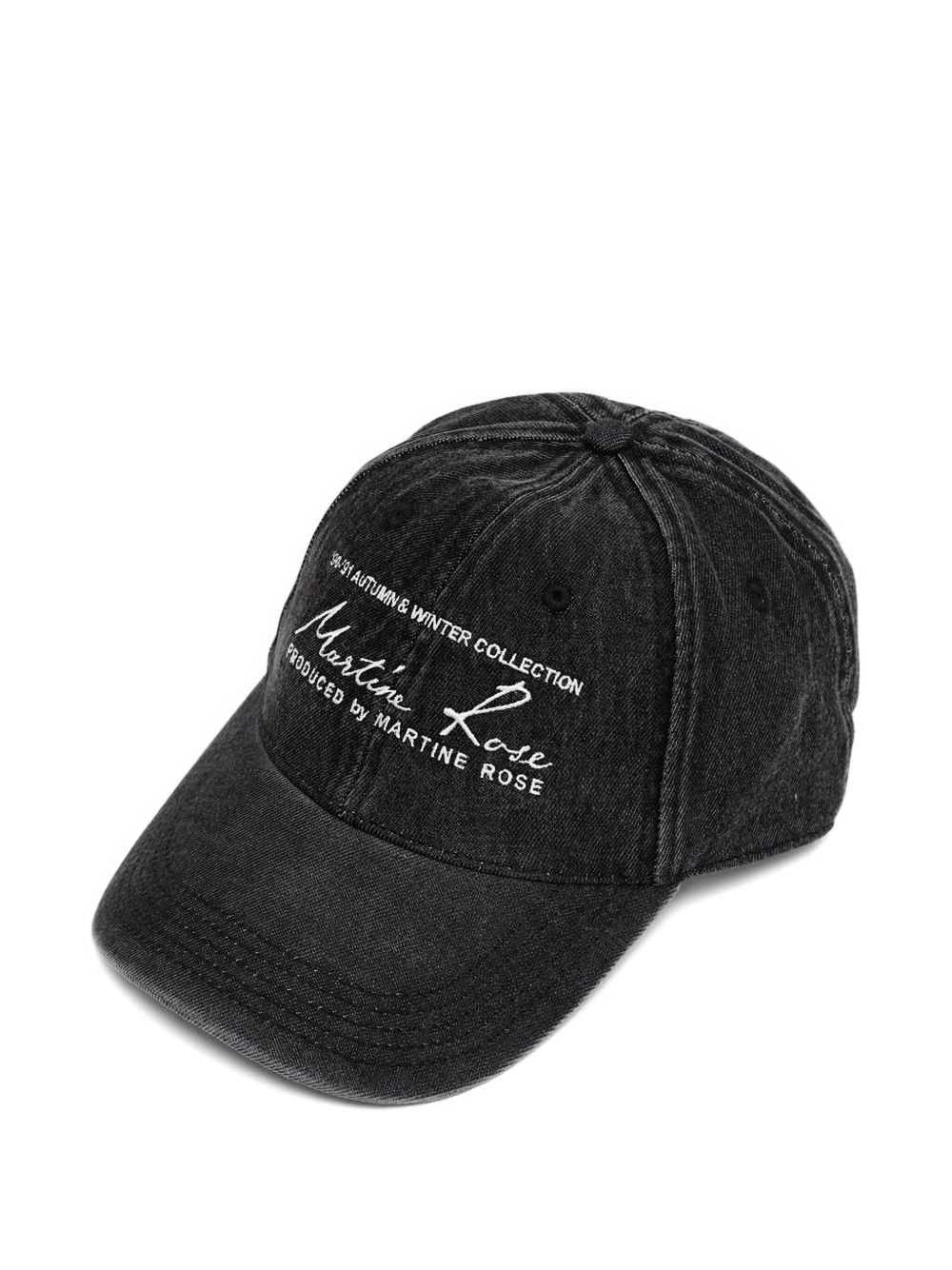 embroidered-logo washed denim cap - 2