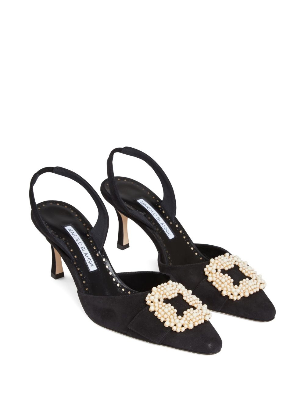 70mm Gibsli pearl-embellished slingback pumps - 2