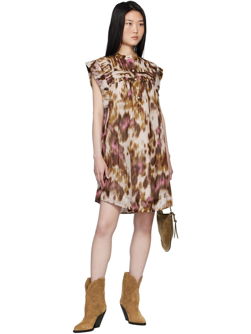 Isabel Marant Étoile Off-White & Tan Leazali Minidress outlook