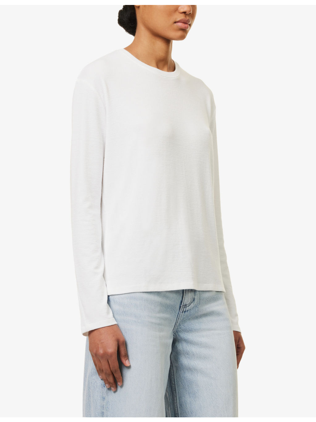 Split-hem long-sleeved woven top - 3